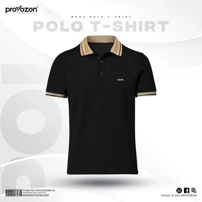 Black Color Solid Polo Shirt
