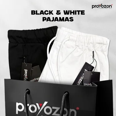 white and black pajamas combo