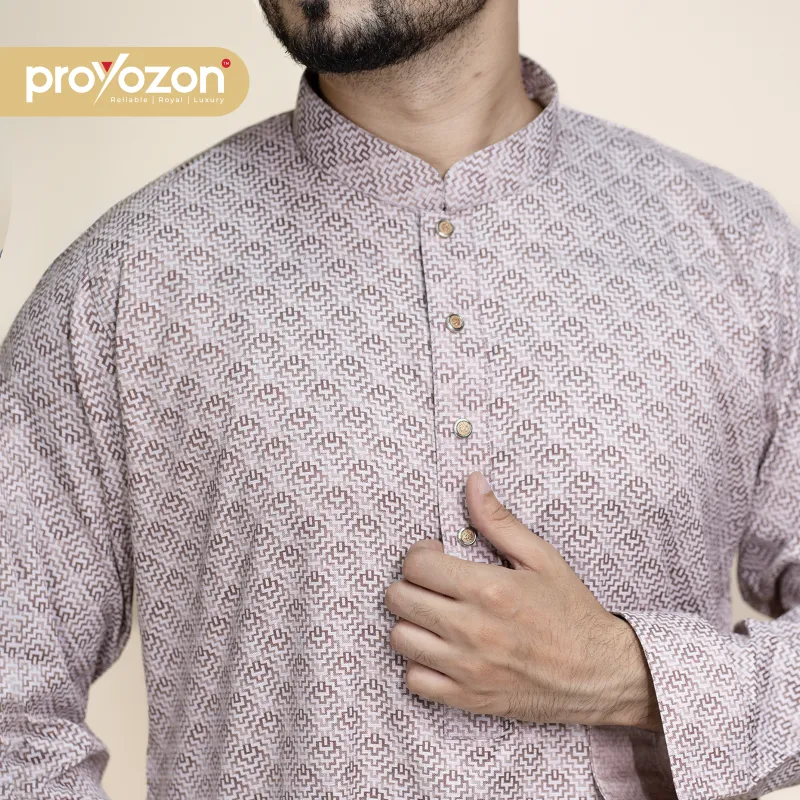 Premium Designer Panjabi – Elegant Light Pink Pattern — 2