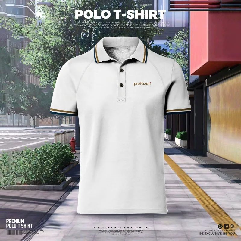 White Color Solid Polo Shirt — 2