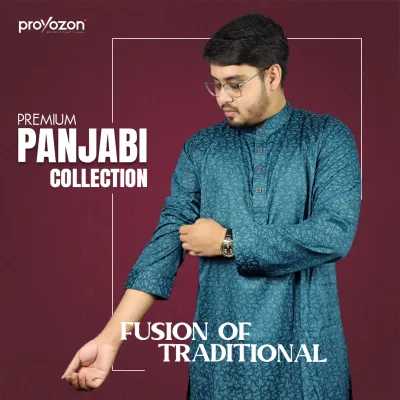 Regular Printed Panjabi- Color – Deep Green