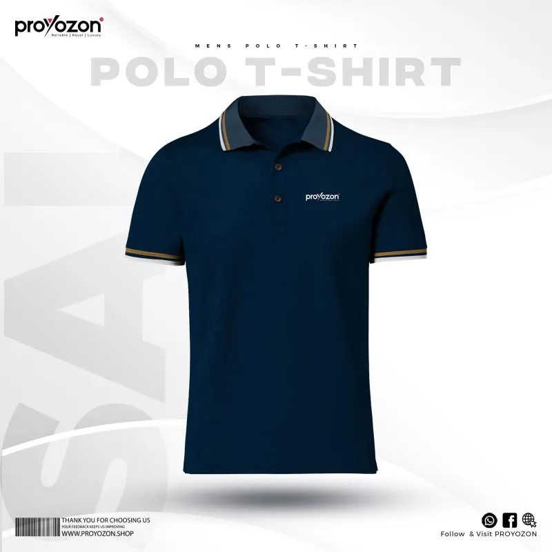 Blue Color Solid Polo Shirt